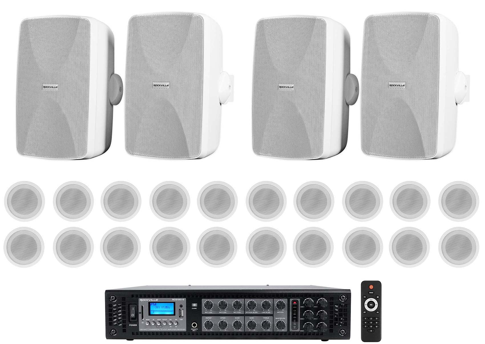 WET-7020W White + CCL5T 20-Pack + RCS180-6 Amplifier Bundle