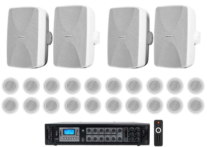 WET-7020W White + CCL5T 20-Pack + RCS180-6 Amplifier Bundle