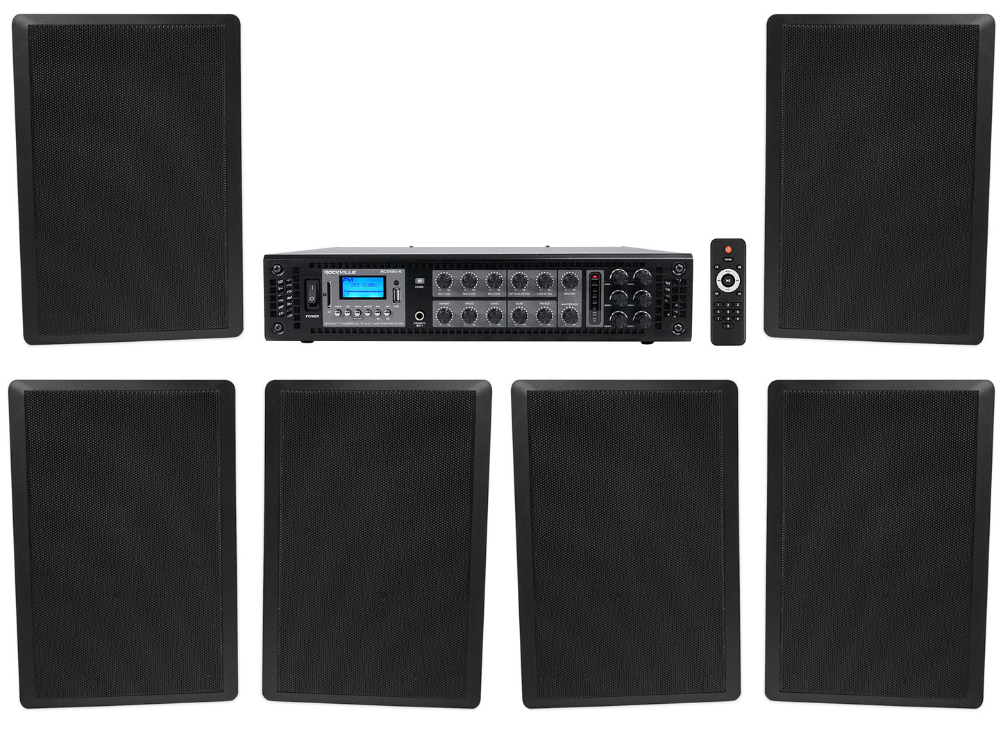 RockSlim 70B Black 6-Pair + RCS180-6 6-Zone 180W Amp Bundle
