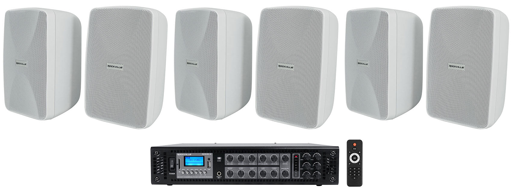 WET-40W White 6-Pack + RCS180-6 6-Zone 180W Amp Bundle