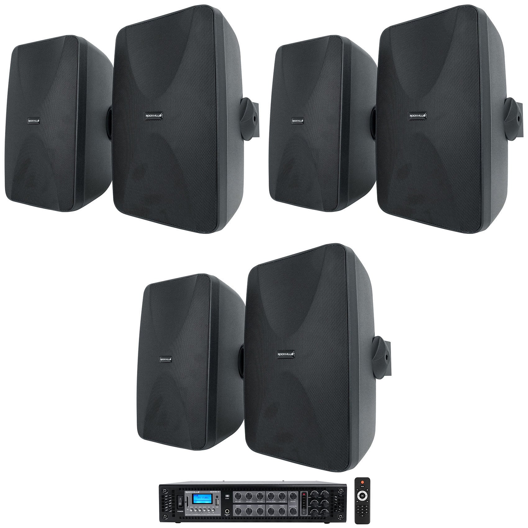 WET-6525B Black 6-Pack + RCS180-6 6-Zone 180W Amp Bundle