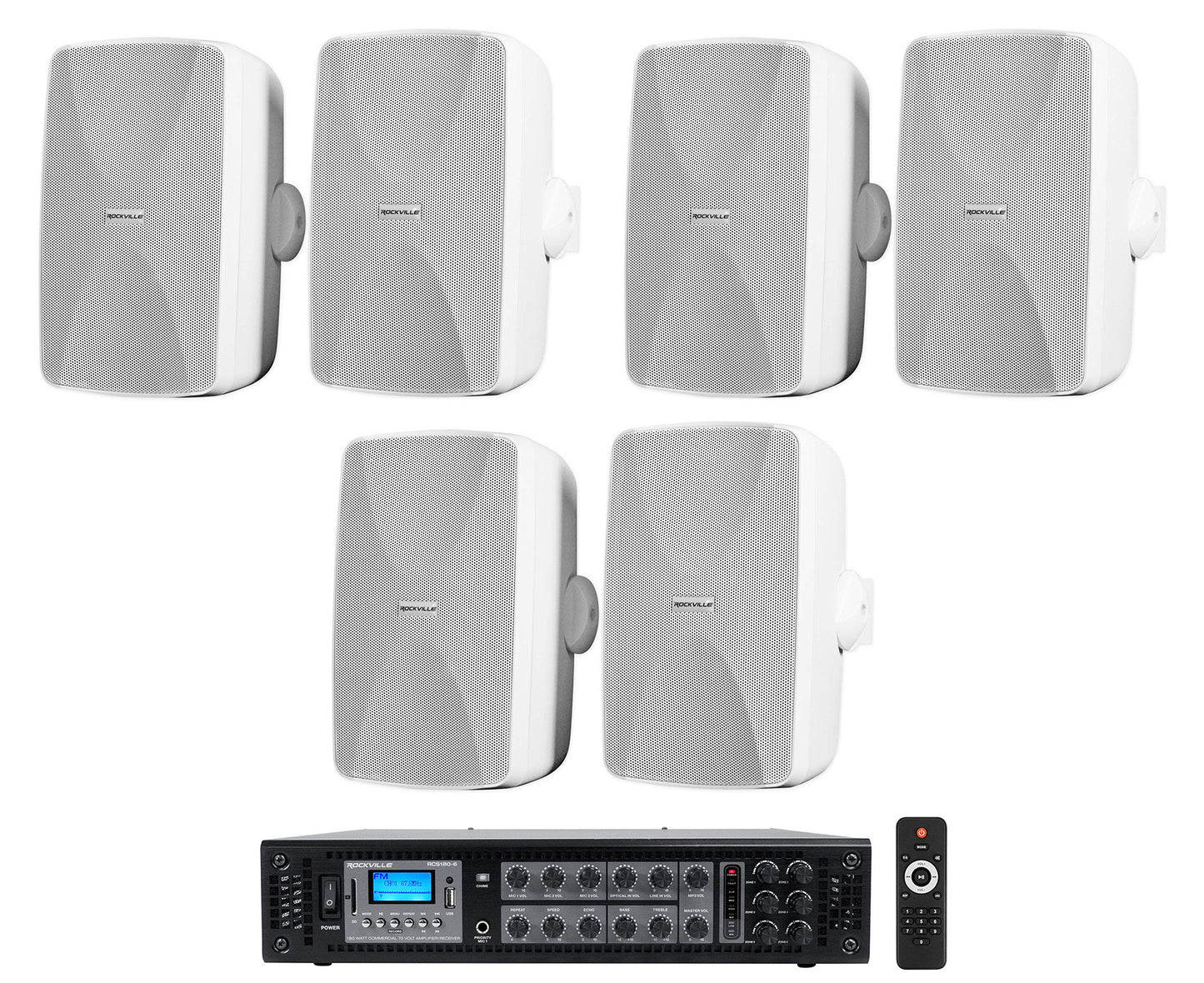 WET-7020W White 6-Pack + RCS180-6 Amplifier Bundle