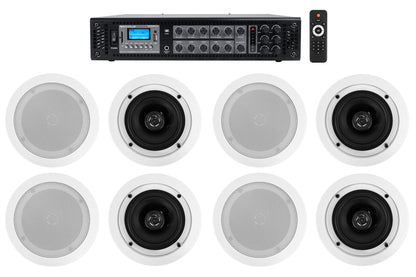 CC525T White 8-Pack + RCS180-6 6-Zone 180W Amp Bundle