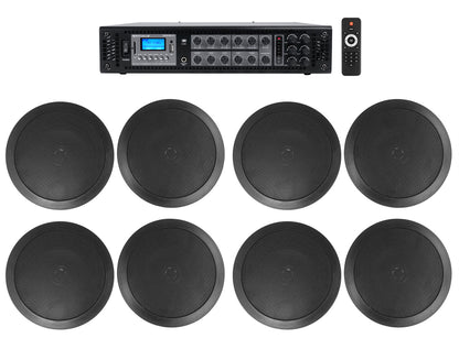 CC65T Black 8-Pack + RCS180-6 6-Zone 180W Amp Bundle