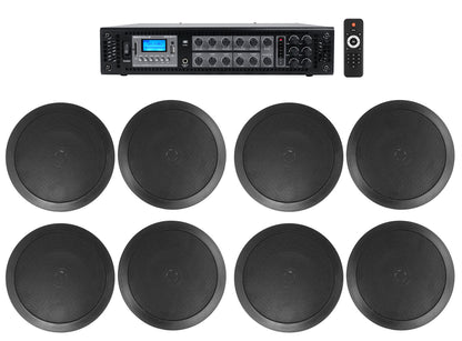 CC65T Black 8-Pack + RCS180-6 6-Zone 180W Amp Bundle