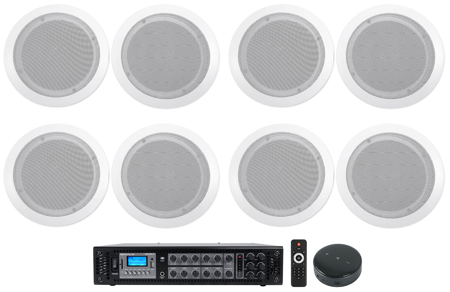 RCS180-6 6-Zone Amplifier + CC65T White 16-Pack + Wiim Mini Bundle