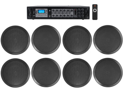 CC80T Black 8-Pack + RCS180-6 6-Zone 180W Amp Bundle