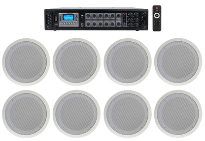 CC80T White 8-Pack + RCS180-6 6-Zone 180W Amp Bundle
