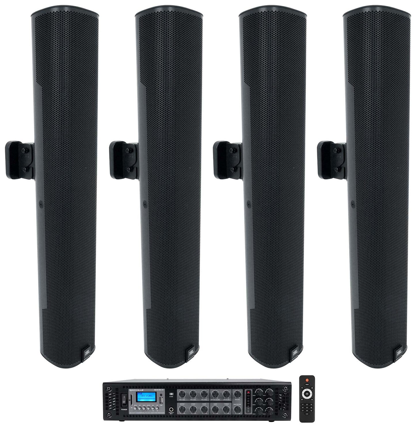RCS180‑6 Amplifier + JBL COL600 Black 4-Pack Bundle