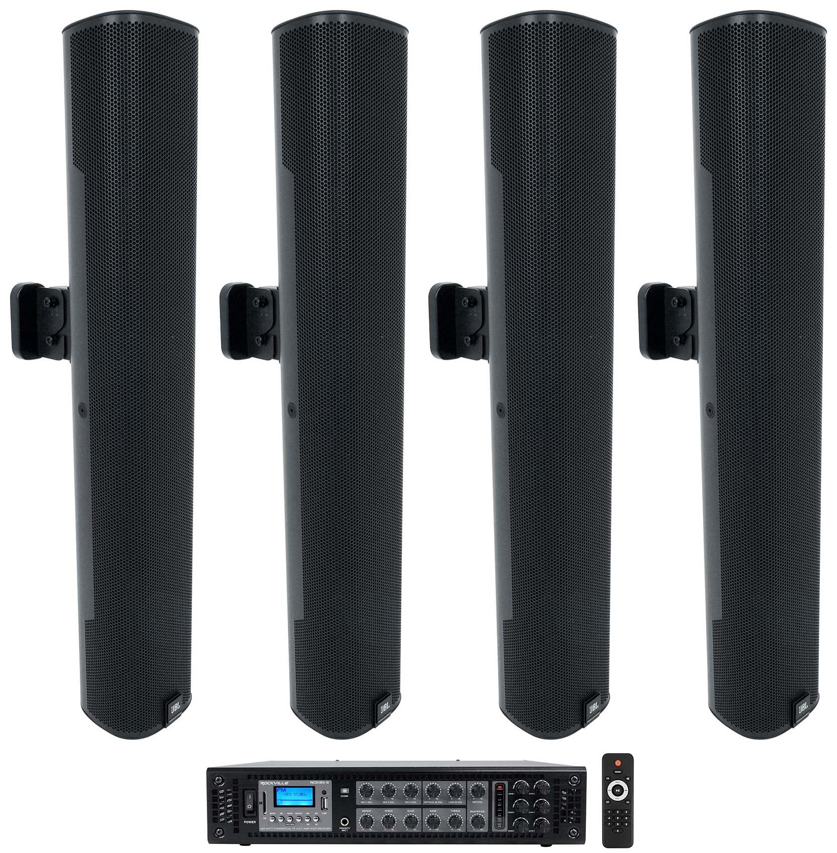 RCS180‑6 Amplifier + JBL COL600 Black 4-Pack Bundle