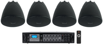 PEN-40T Black 4-Pack + RCS180-6 6-Zone 180W Amp Bundle