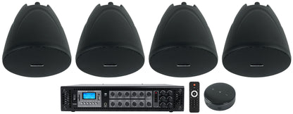 RCS180-6 6-Zone 70V Amplifier + PEN-40T Pendant Speakers 4-Pack Bundle