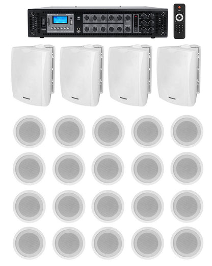 WET-5W White 4-Pack + CCL5T White 20-Pack + RCS180-6 6-Zone 180W Amp Bundle