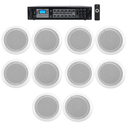 CC65T White 10-Pack + RCS180-6 6-Zone 180W Amp Bundle