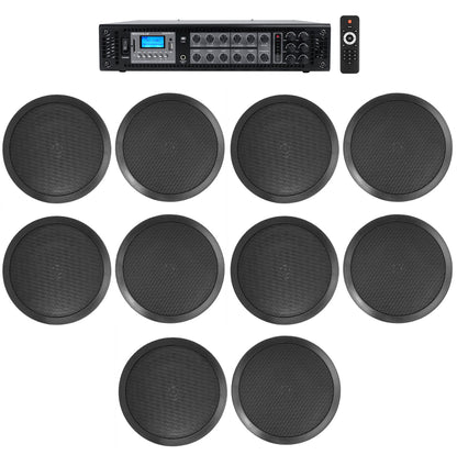 CC80T Black 10-Pack + RCS180-6 6-Zone 180W Amp Bundle