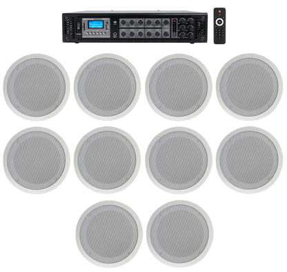 CC80T White 10-Pack + RCS180-6 6-Zone 180W Amp Bundle