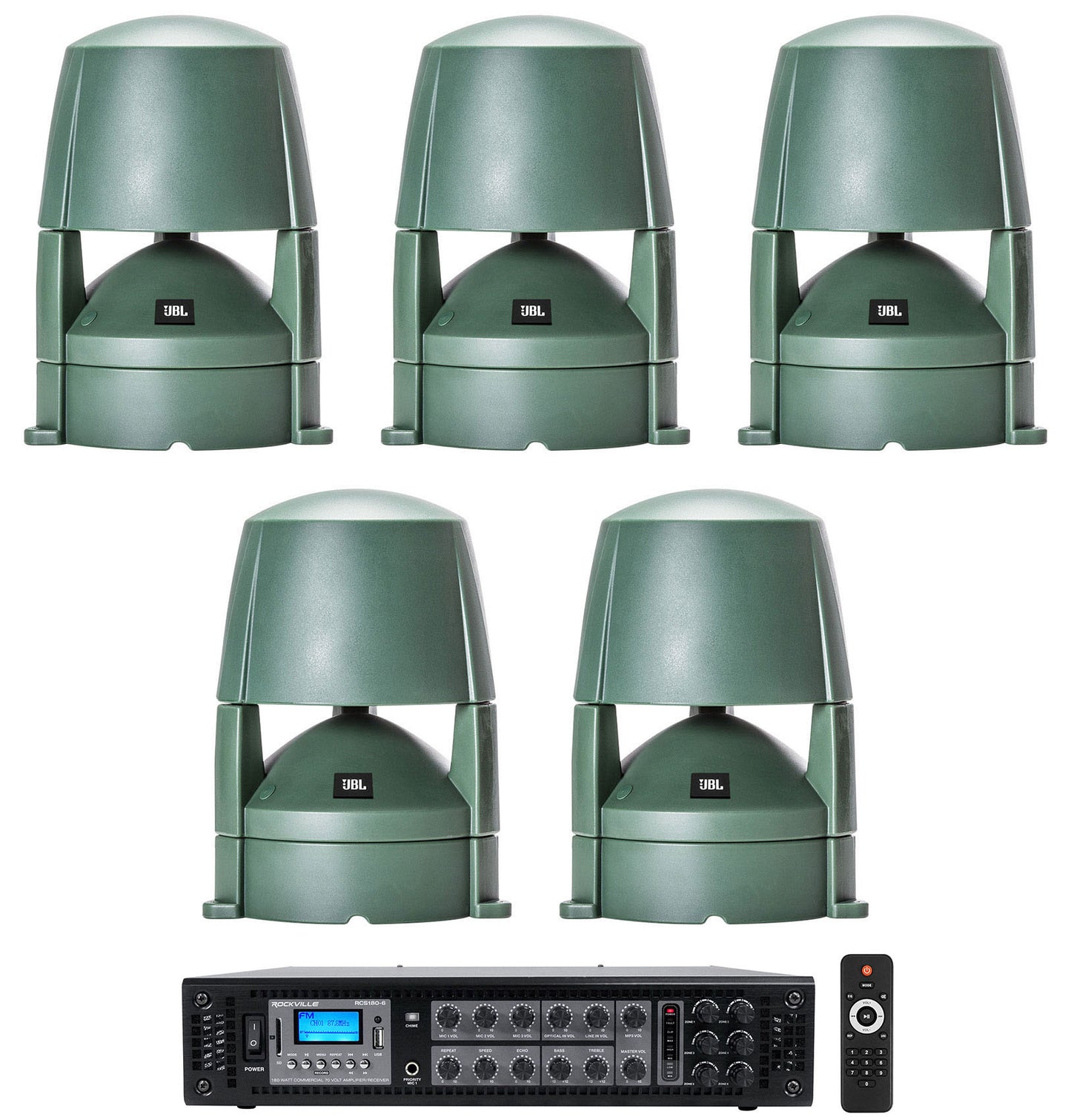 Control 85M Green 5-Pack + RCS180-6 6-Zone 180W Amp Bundle
