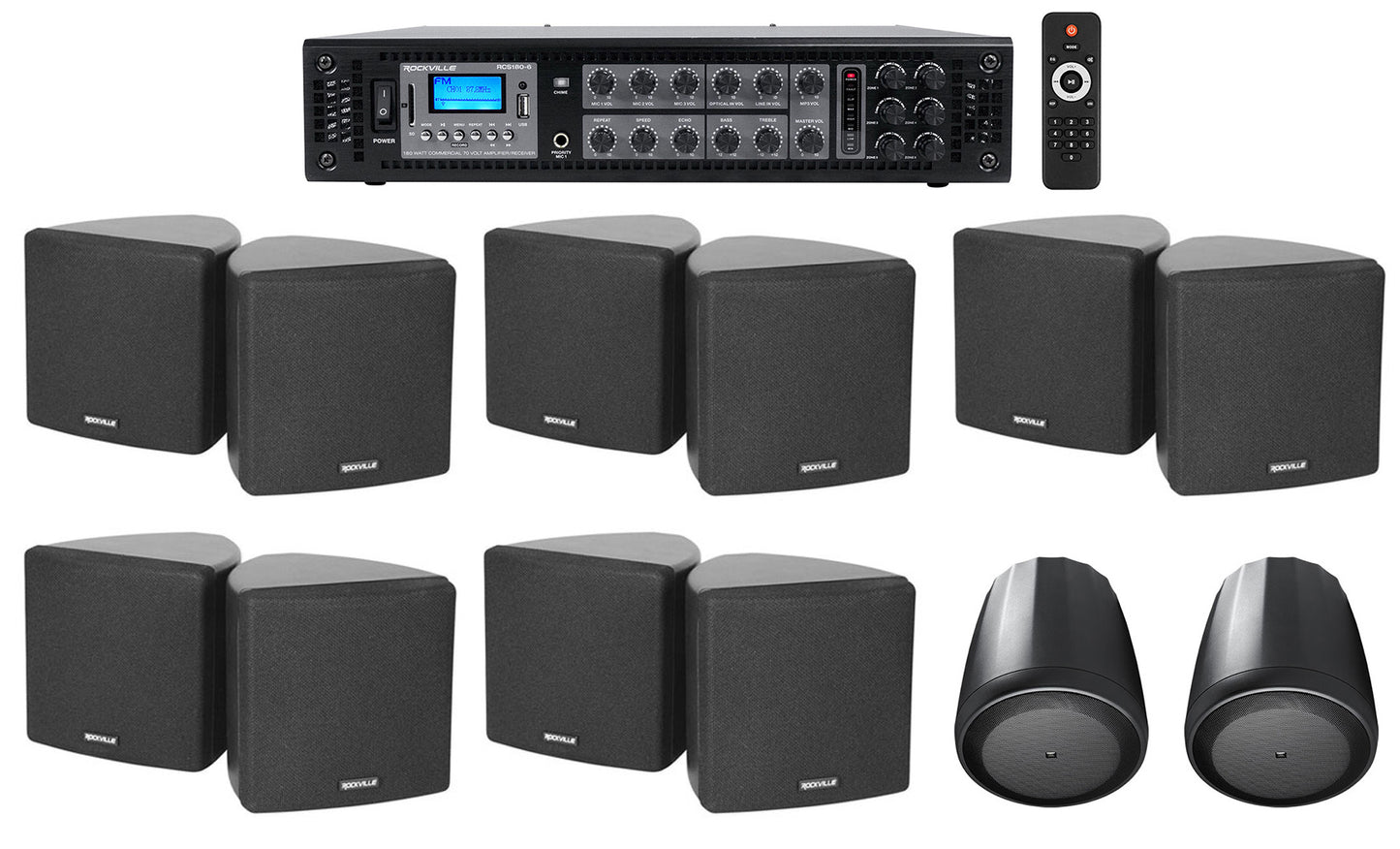 Cube 70V Black 10-Pack + Control 65P/T Black 2-Pack + RCS180-6 Bundle