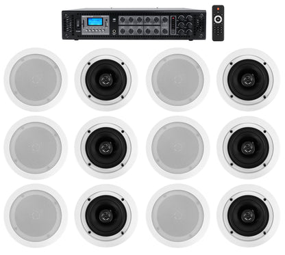 CC525T White 12-Pack + RCS180-6 6-Zone 180W Amp Bundle