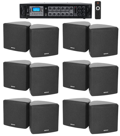 Cube 70V Black 12-Pack + RCS180-6 6-Zone 180W Amp Bundle