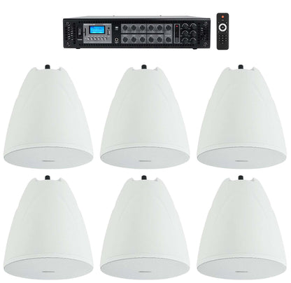PEN-65T White 6-Pack + RCS180-6 6-Zone 180W Amp Bundle