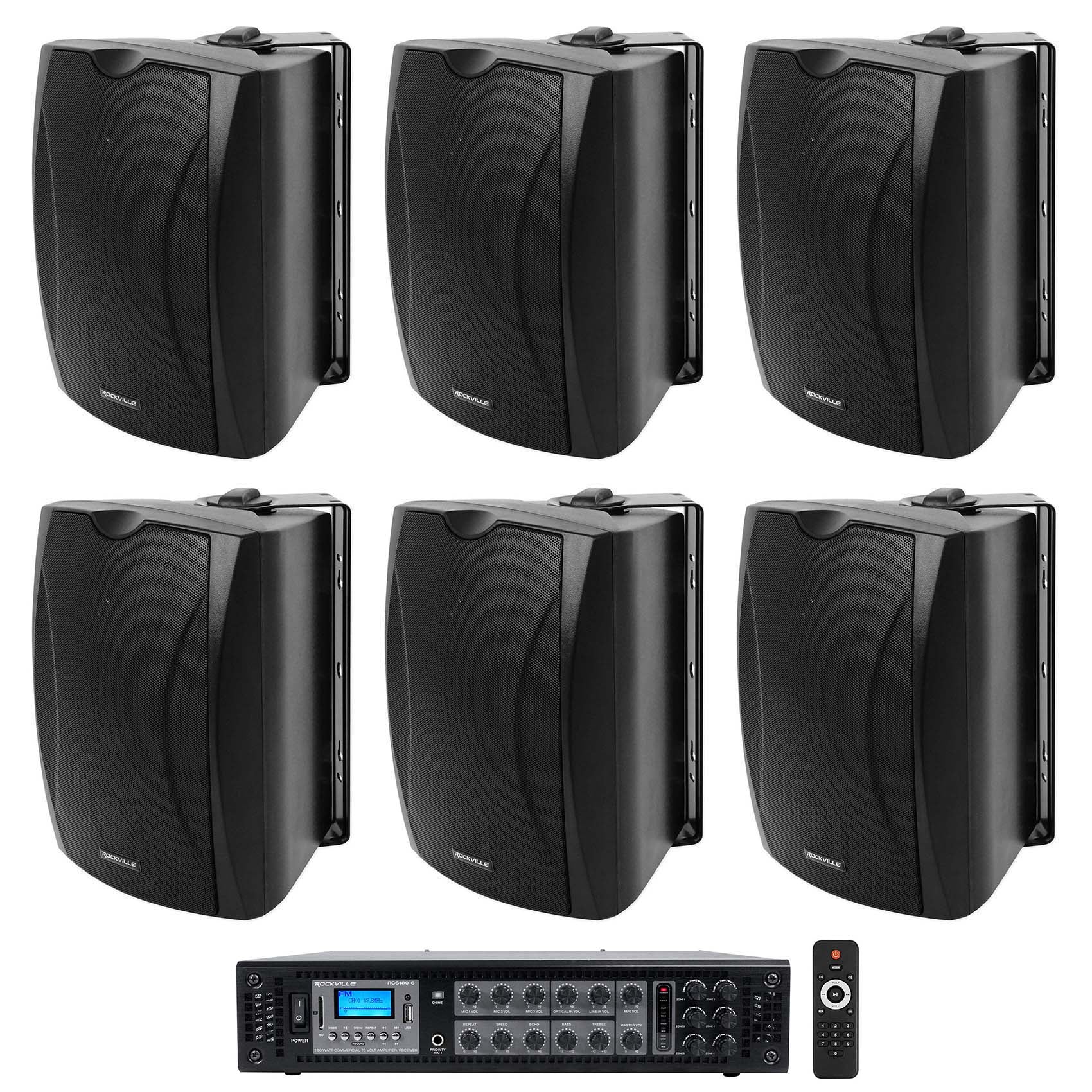 WET-5B Black 6-Pack + RCS180-6 6-Zone 180W Amp Bundle