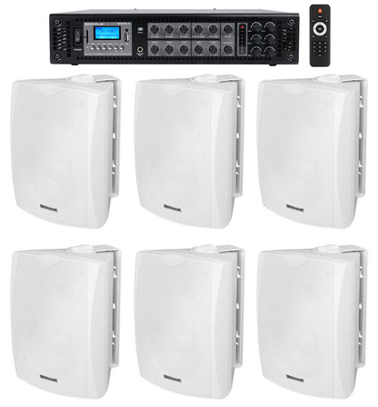 WET-6W White 6-Pack + RCS180-6 Amplifier Bundle