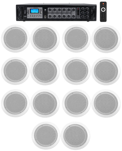 CC65T White 14-Pack + RCS180-6 6-Zone 180W Amp Bundle