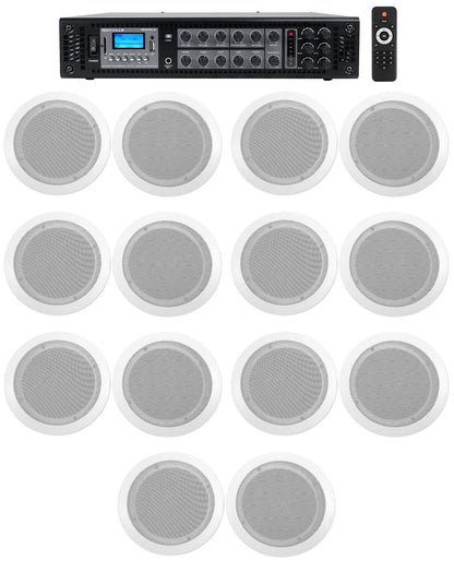 CC65T White 14-Pack + RCS180-6 6-Zone 180W Amp Bundle