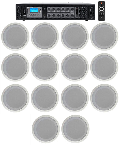 CC80T White 14-Pack + RCS180-6 6-Zone 180W Amp Bundle