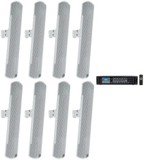 JBL COL600 White 8-Pack + RCS180-6 Amplifier Bundle