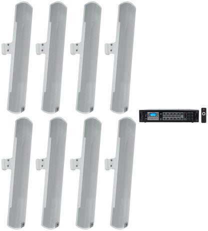 JBL COL600 White 8-Pack + RCS180-6 Amplifier Bundle