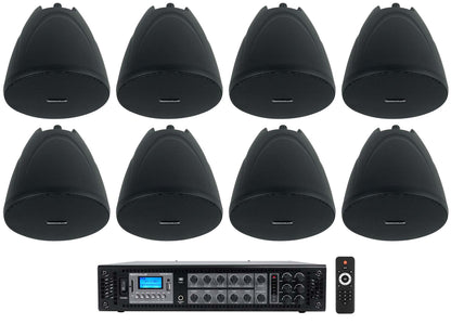 PEN-40T Black 8-Pack + RCS180-6 6-Zone 180W Amp Bundle