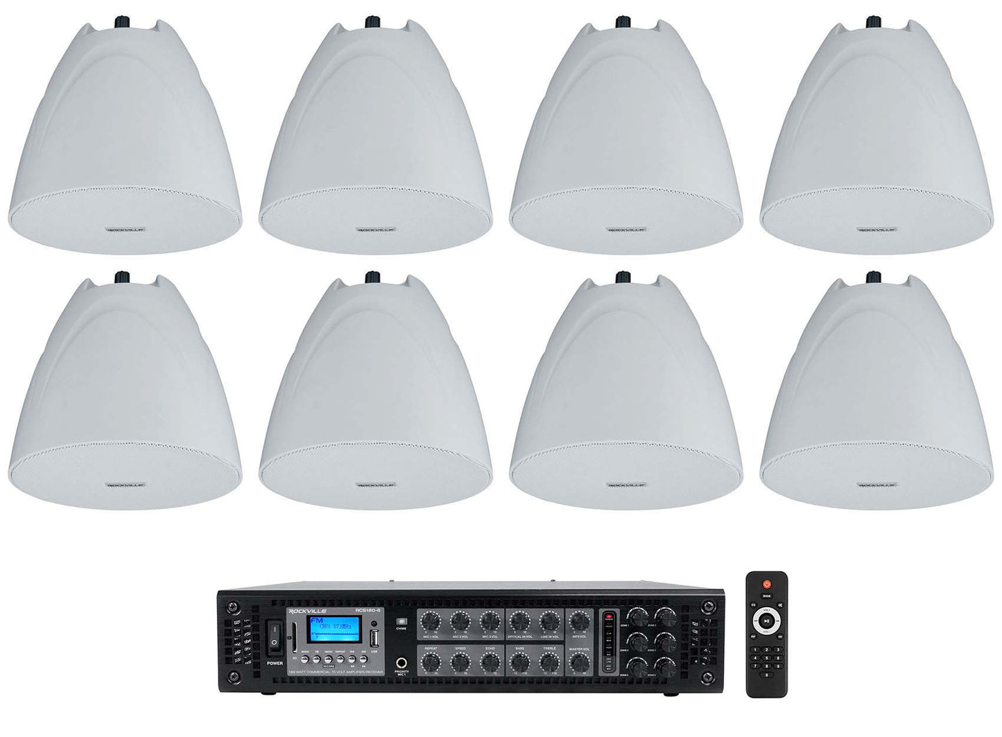 PEN-525T White 8-Pack + RCS180-6 6-Zone 180W Amp Bundle