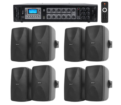 WET-7020B Black 8-Pack + RCS180-6 Amplifier Bundle