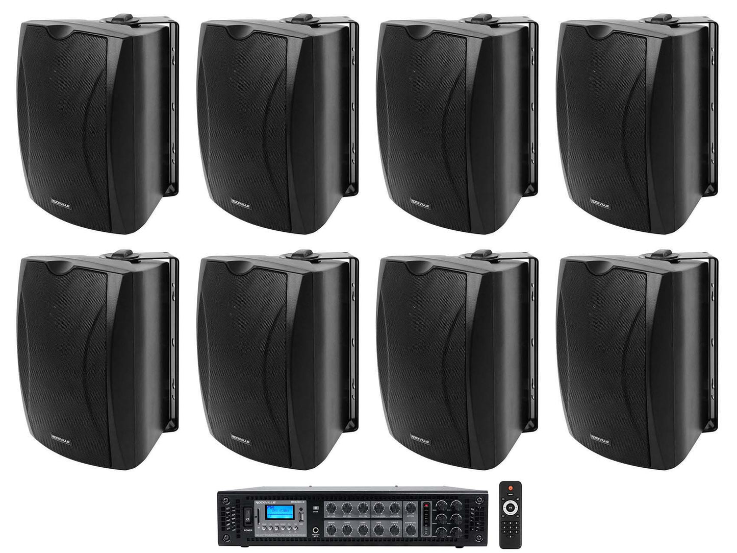 WET-5B Black 8-Pack + RCS180-6 6-Zone 180W Amp Bundle