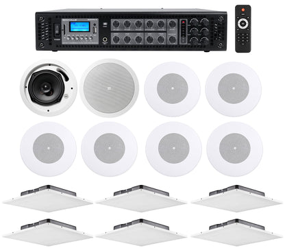 LCT 81C/T White 6-Pack + RCS180-6 6-Zone 180W Amp Bundle