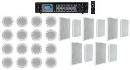 CCL5T White 16-Pack + RCS180-6 Amplifier Bundle