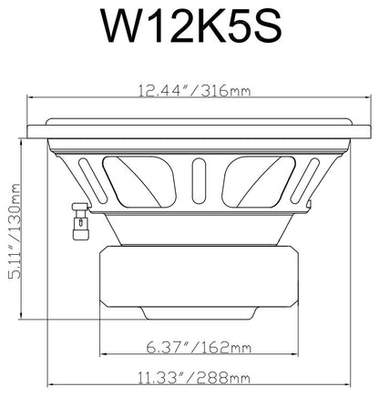 K5 W12K5S4 12" Subwoofer + RXA‑T1 Amplifier Bundle