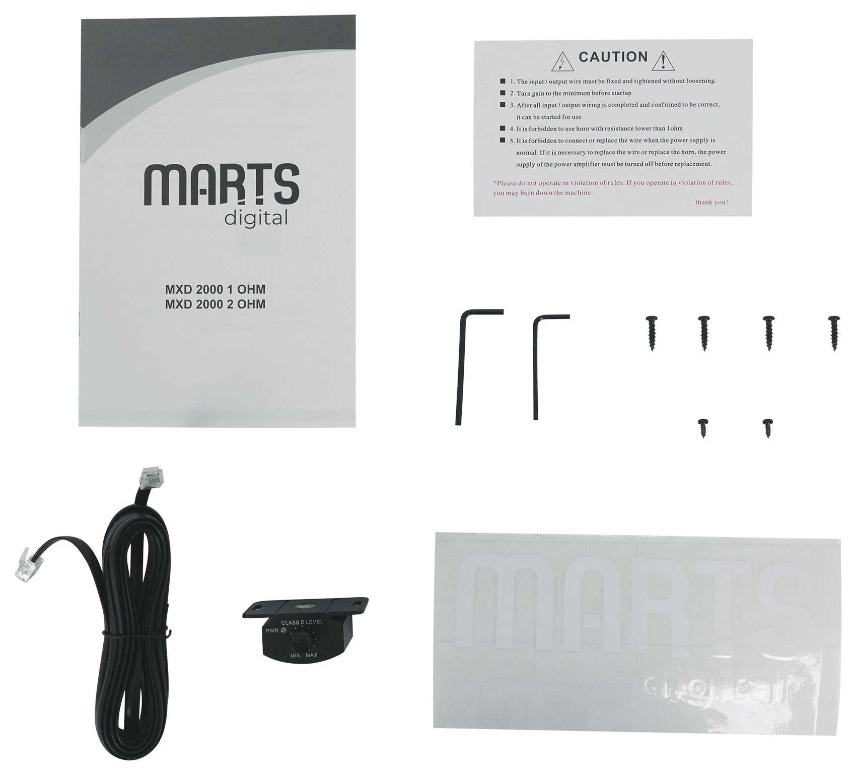 Marts Digital MXD 2000 2 OHM 2000w RMS Mono Car Amplifier+Bass Knob+OFC Amp Kit