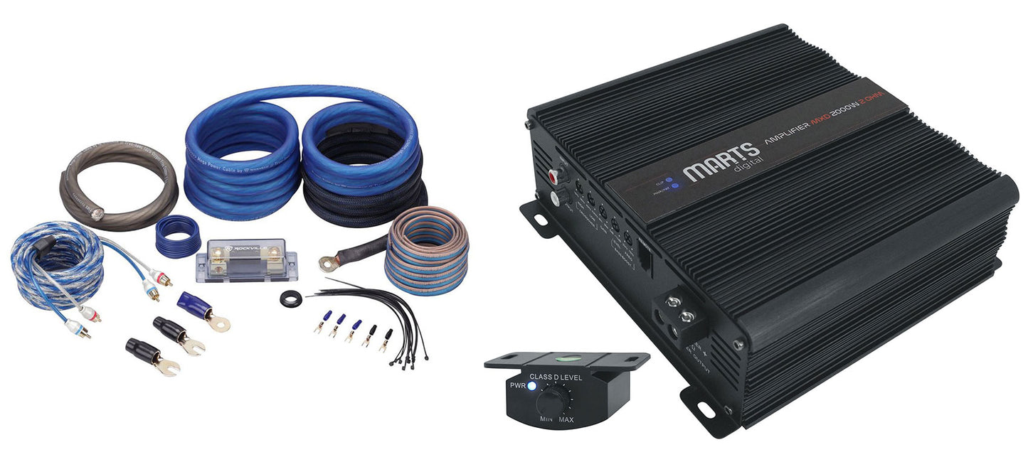 Marts Digital MXD 2000 2 OHM 2000w RMS Mono Car Amplifier+Bass Knob+OFC Amp Kit