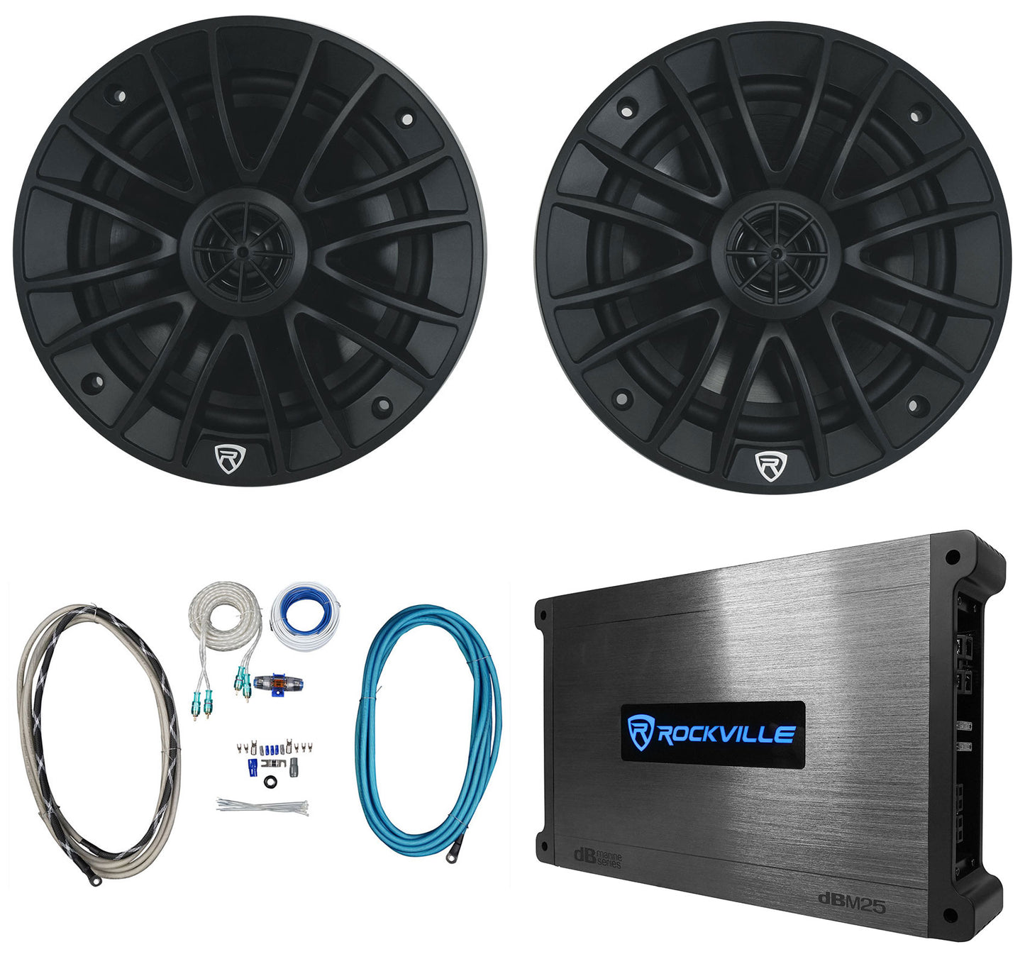 RM‑PREMIUM‑65 Black 2-Pack + DBM25 Marine Amplifier Bundle