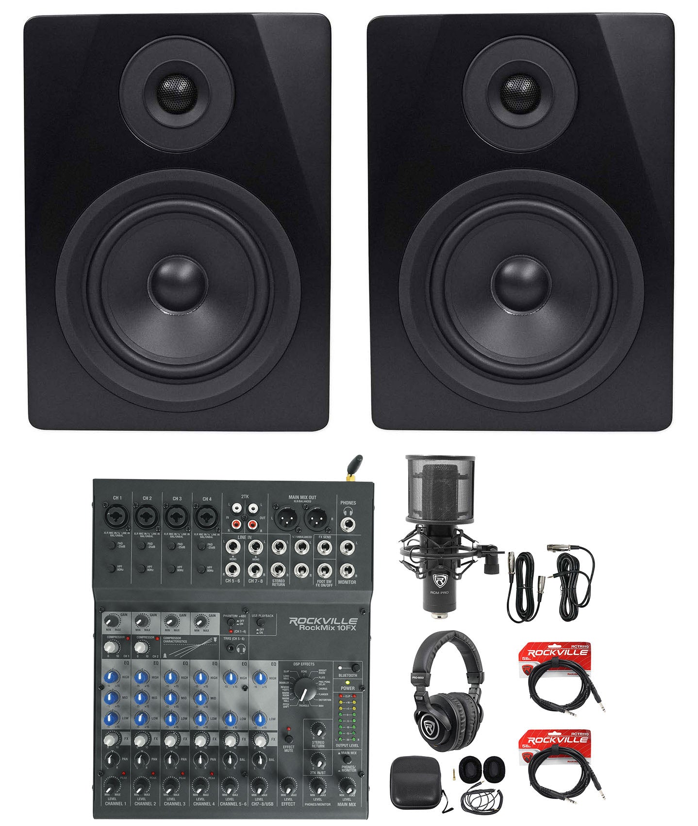 APM5B Black + ROCKMIX 10FX Mixer/USB Interface Bundle