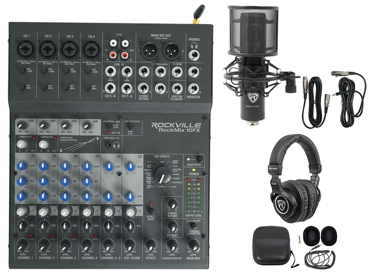 ROCKMIX 10FX + RCM PRO Microphone Bundle