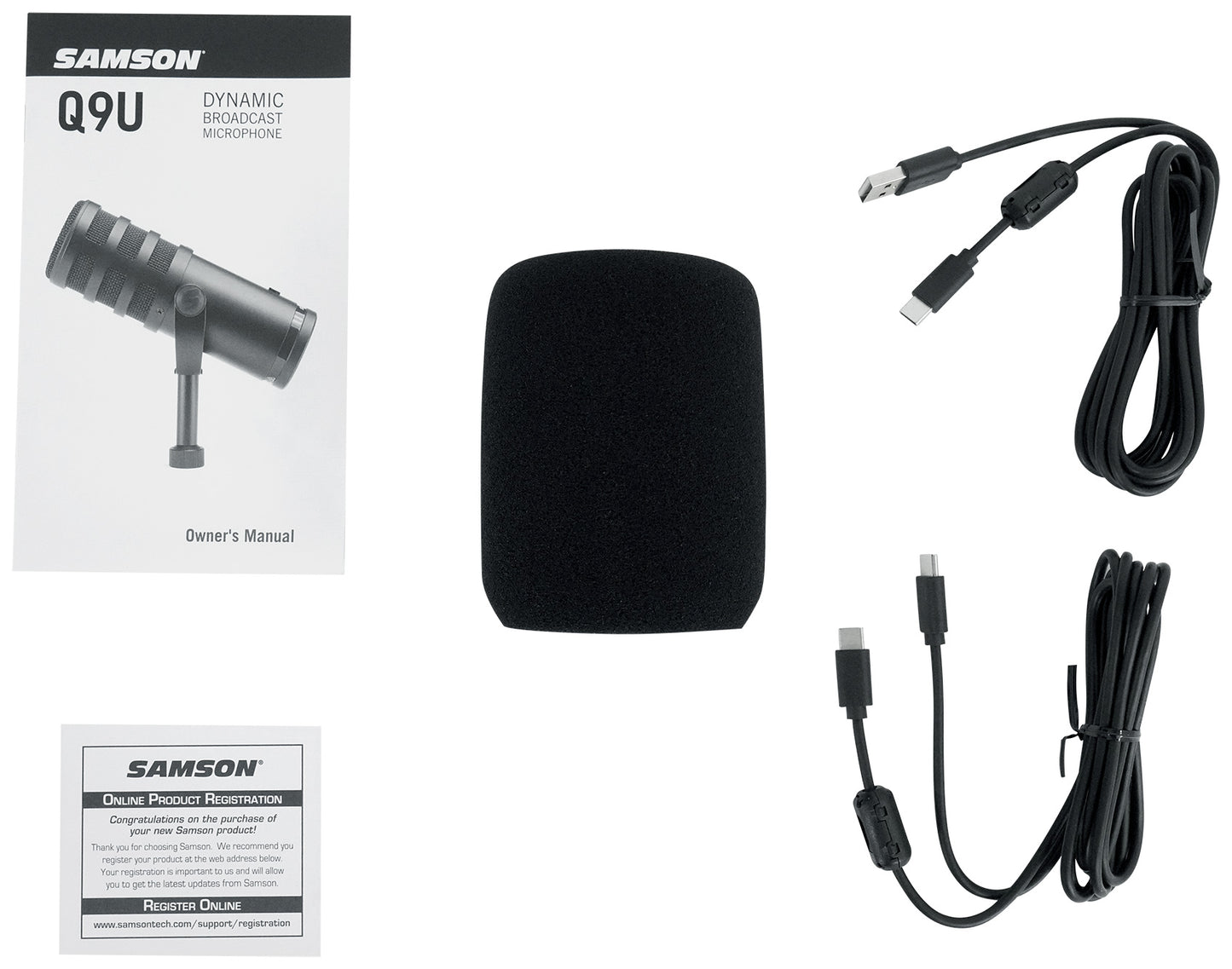 SAMSON SAQ9U USB/Analog Dynamic Broadcasting Recording Microphone+Mic Boom Arm