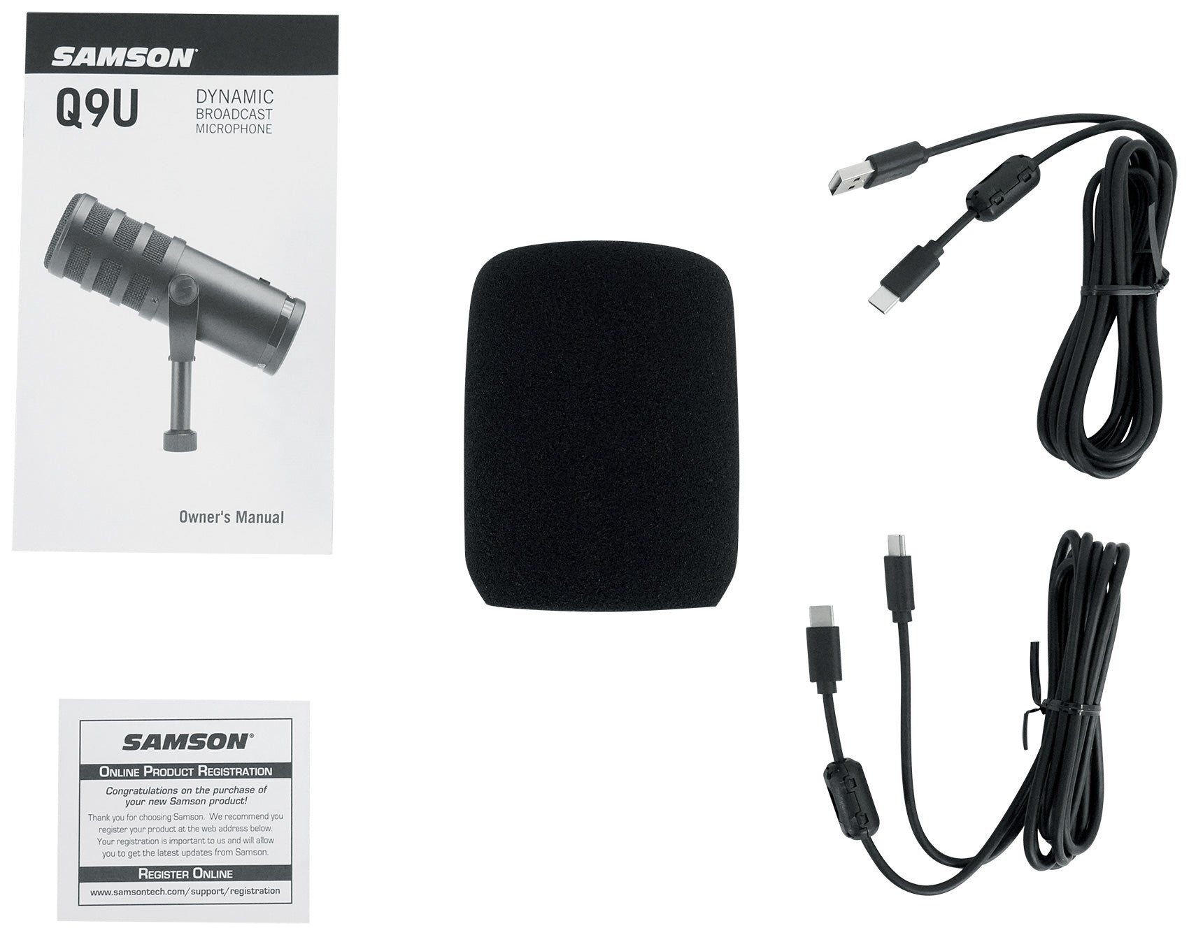 SAMSON SAQ9U USB/Analog Dynamic Broadcasting Recording Microphone+Mic Boom Arm