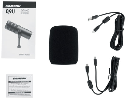 SAMSON SAQ9U USB/Analog Dynamic Broadcasting Recording Microphone+Mic Boom Arm