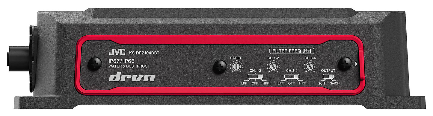 JVC KS-DR2104DBT 600w 4-Channel ATV/UTV Amplifier+4) Rockville 6.5" LED Speakers