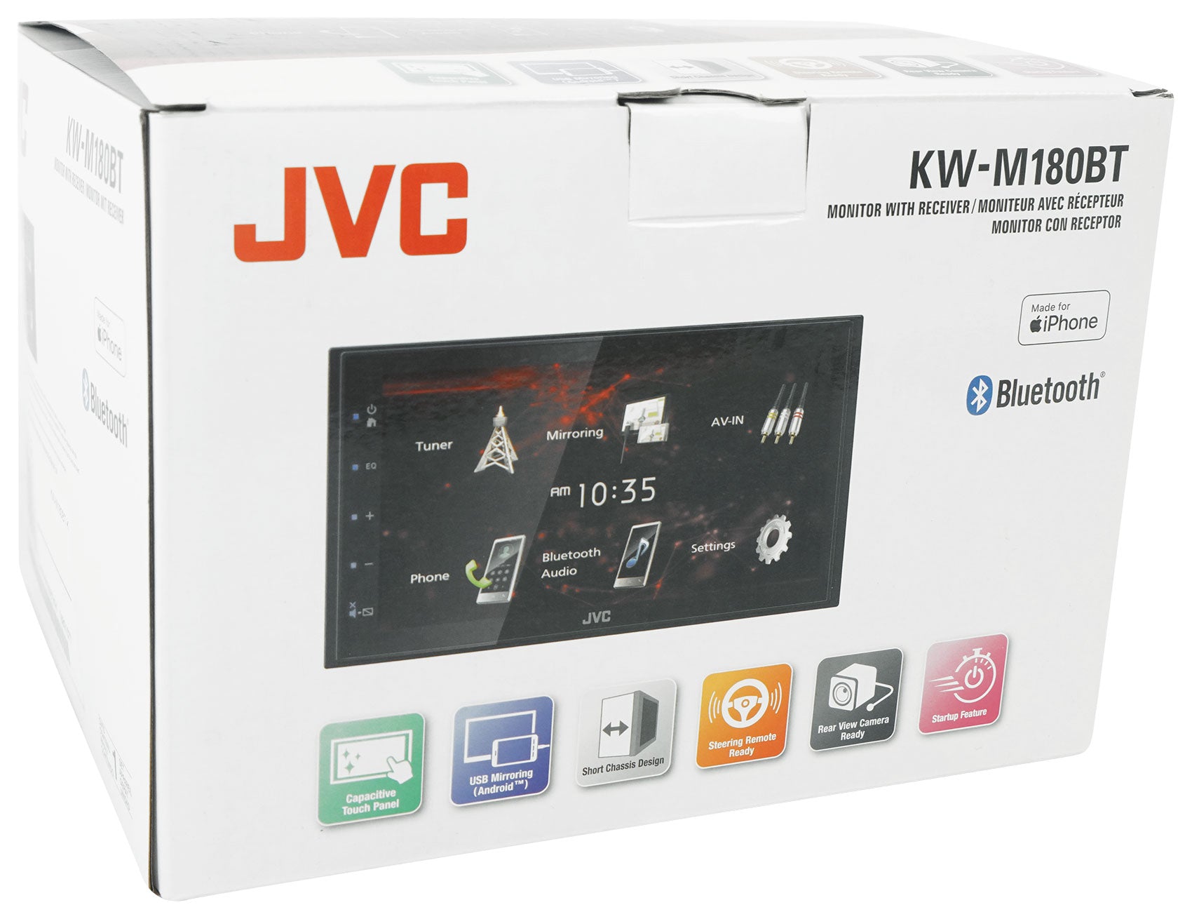 JVC KW-M180BT 6.8" Car Monitor iPhone Android Bluetooth/USB Receiver+Backup Cam