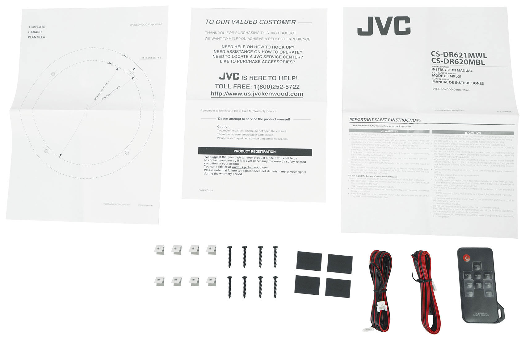 JVC KD-X38MBS Marine Stereo Receiver w/Bluetooth/USB+(2) 6.5" Speakers in White